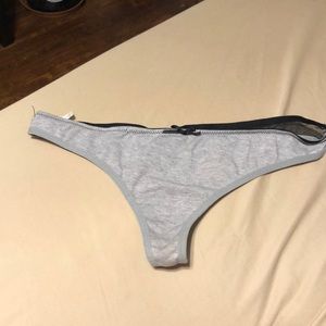 Gray and black thong panties